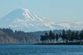 The mount rainer overlooking the puget sound