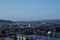 Mount Rainier, also known as Tahoma or Tacoma, is a large active stratovolcano in the Cascade Range of the Pacific Northwest Royalty Free Stock Photo