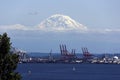 Mount Rainier with clouds and port Royalty Free Stock Photo