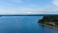 Mount Rainier on the horizon from above the Puget Sound at Nisqually Reach Royalty Free Stock Photo