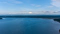 Mount Rainier on the horizon from above the Puget Sound at Nisqually Reach in June of 2022 Royalty Free Stock Photo