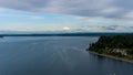 Mount Rainier on the horizon from above the Puget Sound at Nisqually Reach in June of 2022 Royalty Free Stock Photo