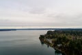 Mount Rainier on the horizon from above the Puget Sound in Olympia, Washington Royalty Free Stock Photo