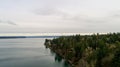 Mount Rainier on the horizon from above the Puget Sound in Olympia, Washington Royalty Free Stock Photo