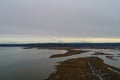 Mount Rainier on the horizon from above the Puget Sound in Olympia, Washington Royalty Free Stock Photo