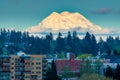 Mount Rainier Over City In Olympia Washington Royalty Free Stock Photo