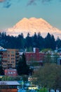 Mount Rainier Over City In Olympia Washington