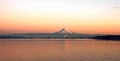 Mount Rainier over Tacoma, Washington, USA.Views of the volcano from the side of Commensement Bay. October, 2019.