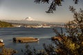 Mount Rainier And Port - Retro Royalty Free Stock Photo