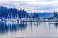 Mount Rainier Sailboats Reflection Gig Harbor Washington State Royalty Free Stock Photo