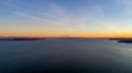 Mount Rainier and the Seattle, Washington skyline at sunset Royalty Free Stock Photo