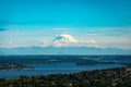 Mount Rainier seen from above downtown Seattle