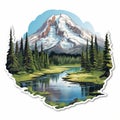 Mount Rainier Sticker - Realistic Hyper-detailed Rendering