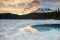 Mount Rainier Sunset in the Snow Royalty Free Stock Photo