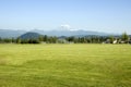 Mount Rainier Towers over Soccer Field Royalty Free Stock Photo