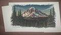 Mount Ranier Washington paper cutout art Royalty Free Stock Photo