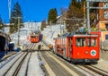Mount Rigi or Mt Rigi Kulm covered in snow in winter where cogwheel train runs in Switzerland Royalty Free Stock Photo