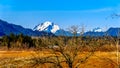 Mount Robie Reid on the left and  Mount Judge Howay on the right, viewed Sylvester Road near Mission, British Columbia, Canada Royalty Free Stock Photo