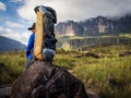 Mount Roraima Landscape with a porter Royalty Free Stock Photo