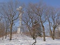 Mount Royal Cross on Mont Royal on a sunny winter day, Montreal