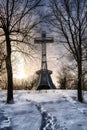 The Mount Royal Cross at night