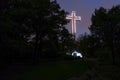 The Mount Royal Cross at night