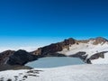 Mount ruapehu crater lake in summer with light snow