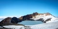 Mount ruapehu crater lake in summer with light snow Royalty Free Stock Photo
