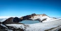 Mount ruapehu crater lake in summer with light snow