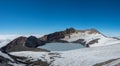 Mount ruapehu crater lake in summer with light snow