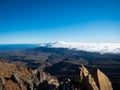 Mount ruapehu crater lake in summer with light snow