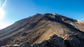 Mount ruapehu crater lake in summer with light snow