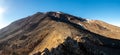 Mount ruapehu crater lake in summer with light snow