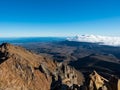 Mount ruapehu crater lake in summer with light snow