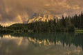 Mount Rundle Sunset Rainbow Royalty Free Stock Photo