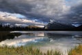 Mount Rundle and Vermilion Lakes at sunset