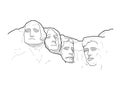 Mount Rushmore, Keystone, South Dakota, United States: Landmark Vector Illustration Hand Drawn Cartoon Art Royalty Free Stock Photo