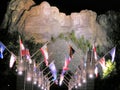Mount Rushmore Memorial and Avenue of Flags by night Royalty Free Stock Photo