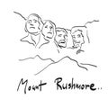 Mount Rushmore National Memorial illustration vector hand drawn isolated on white background line art