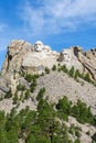 Mount Rushmore natonal memorial, USA. Sunny day, blue sky. Vertical layout. Royalty Free Stock Photo