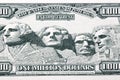 Mount Rushmore with sculptures of American presidents from money