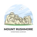 Mount Rushmore United States Landmark flat minimalist cartoon illustration