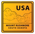 Mount Rushmore USA Yellow Board Illustration Design Royalty Free Stock Photo