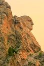 Mount Rushmore Washington's profile at sunrise Royalty Free Stock Photo