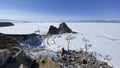 Mount Shamanka. Beautiful winter landscape, Cape Burkhan. Lake Baikal Royalty Free Stock Photo