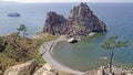 Mount Shamanka on Olkhon Island on Lake Baikal Royalty Free Stock Photo