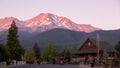 Mount Shasta, California, usa - September, 26th, 2017: View of the Mount Shasta street with people having a stroll Royalty Free Stock Photo