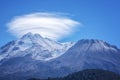 Mount Shasta First Snow and Lenticular Cloud Royalty Free Stock Photo