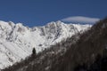 Shkhara is a nine summit mountain, one of the highest and most beautiful peaks located in the central part of the Caucasus Royalty Free Stock Photo