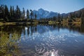 Mount Shuksan reflections in Picture Lake - horizontal image Royalty Free Stock Photo